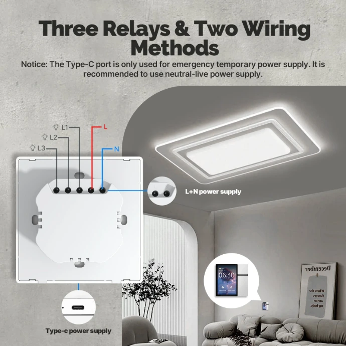 Three relays and wiring methods